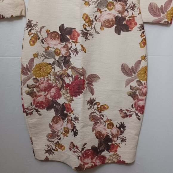 ZARA LONG SLEEVE COTTON BLEND FLORAL DRESS - Picture 13 of 15